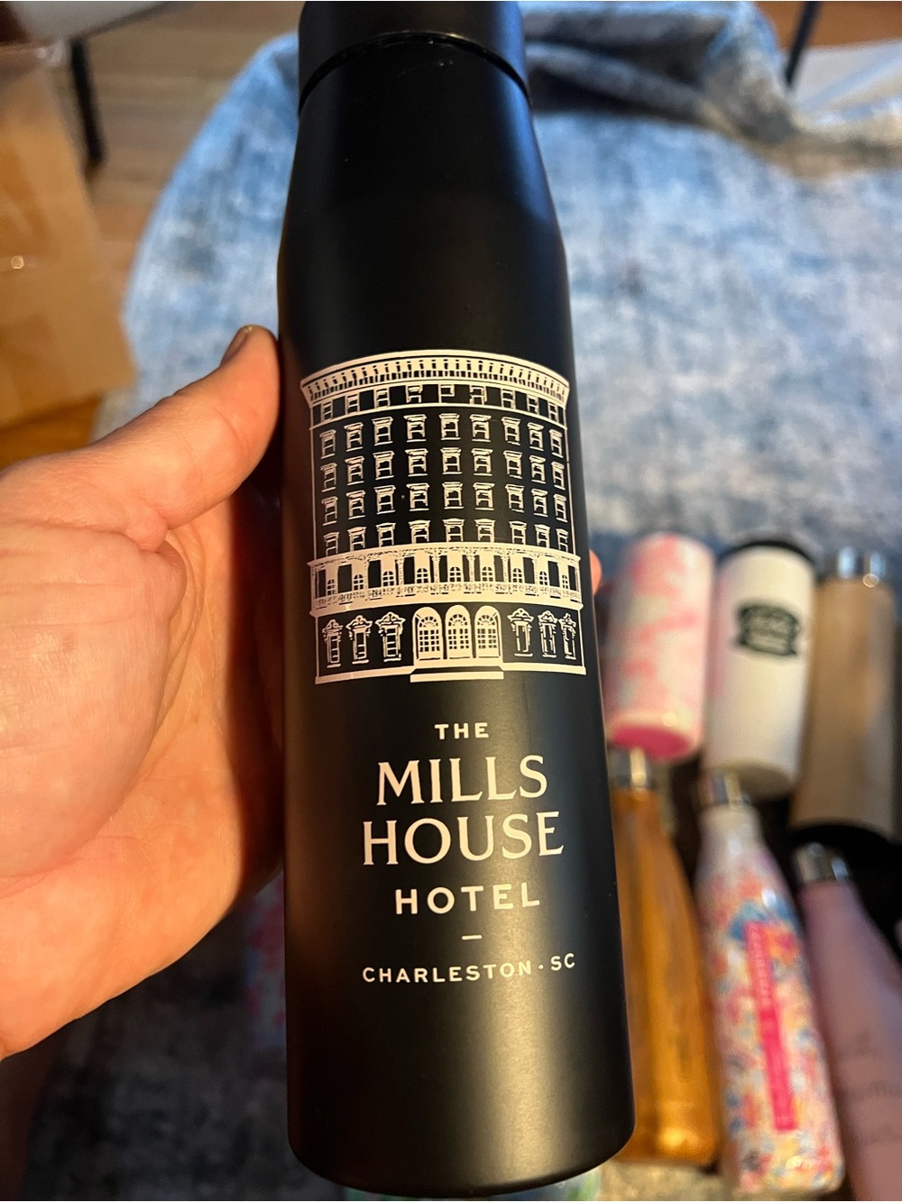 The Mills House Hotel Charleston SC Black Stainless Bottle